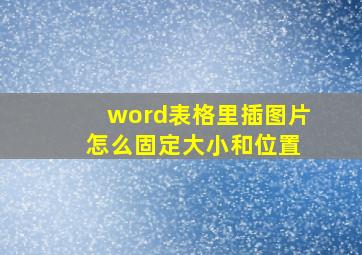 word表格里插图片 怎么固定大小和位置